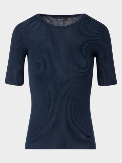 AKRIS Cotton Silk Short-Sleeve Sweater