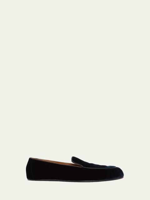 TOM FORD Men's Leo Velvet Apron-Toe Slippers