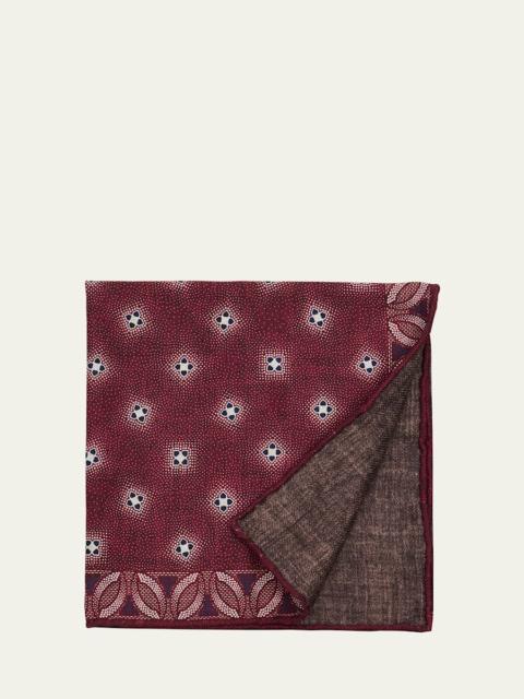 Brunello Cucinelli Men's Silk Floral Print Pocket Square