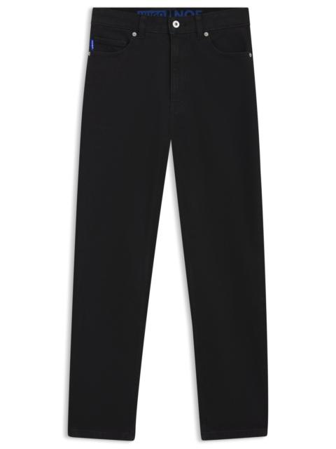 HUGO MOM-FIT JEANS IN BLACK RINSE-WASH DENIM