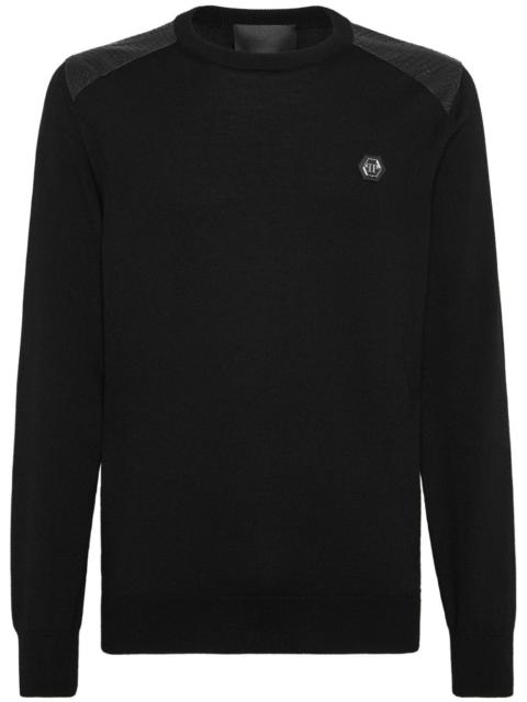 PHILIPP PLEIN elbow-patch merino wool jumper