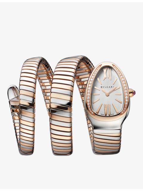 BVLGARI SP35WSPGD.2T Serpenti Tubogas 18ct rose-gold, stainless steel and brilliant-cut diamond quartz watch