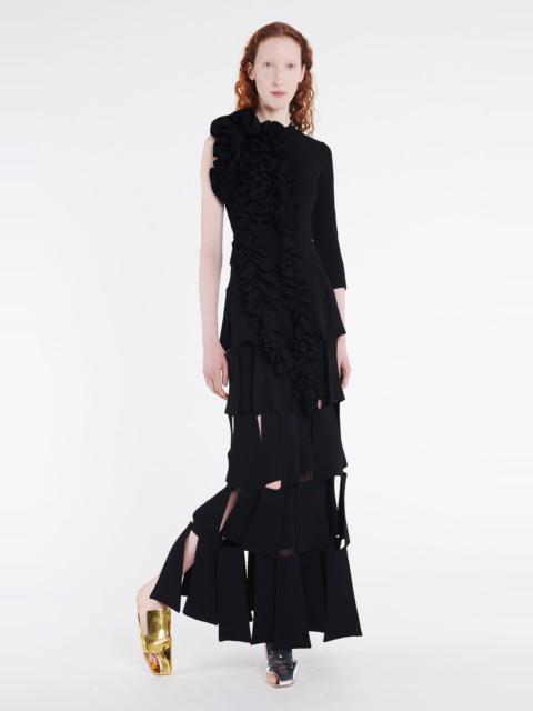 A.W.A.K.E. MODE KNITTED FITTED TOP WITH RUFFLE BLACK