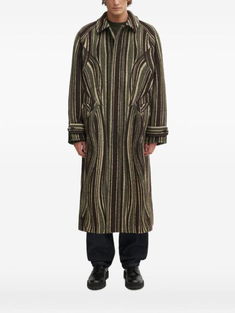 KENZO striped logo-patch coat