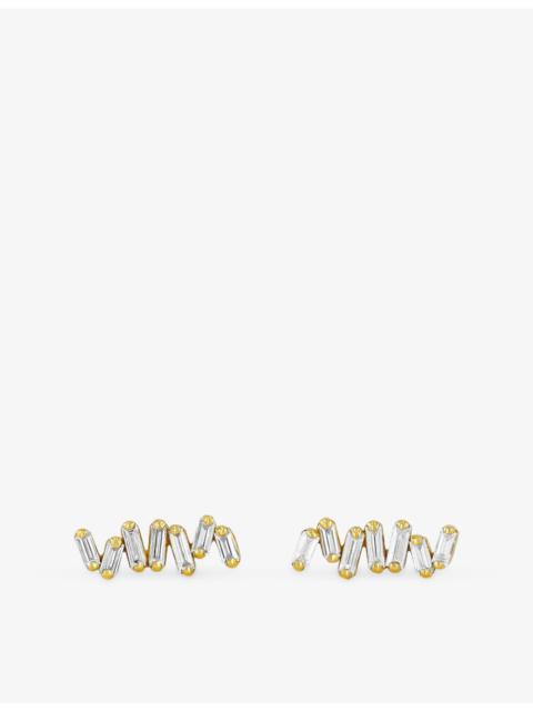 SUZANNE KALAN Diamond bar 18ct yellow-gold and baguette diamond 0.18ct stud earrings