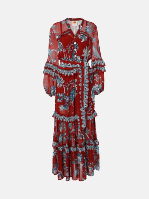 FARM RIO Tropical Landing ruffled maxi dress