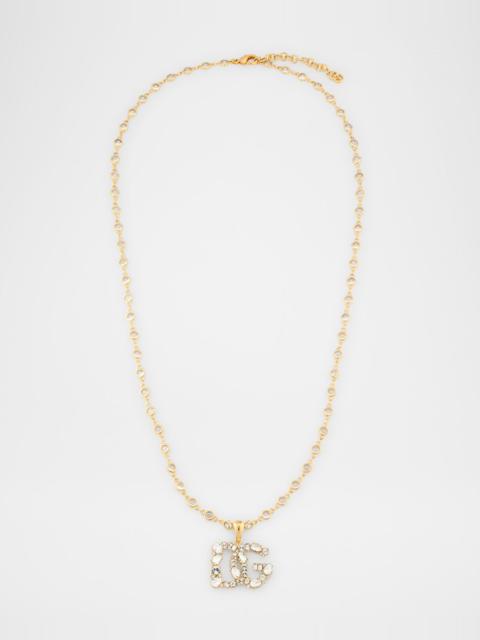 Dolce & Gabbana Rhinestone DG Logo Pendant Necklace