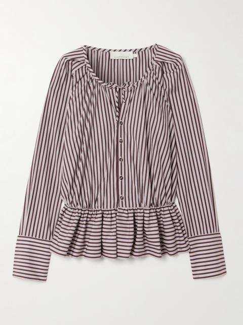 LIBEROWE + The Vanguard Striped Cotton-poplin Peplum Blouse