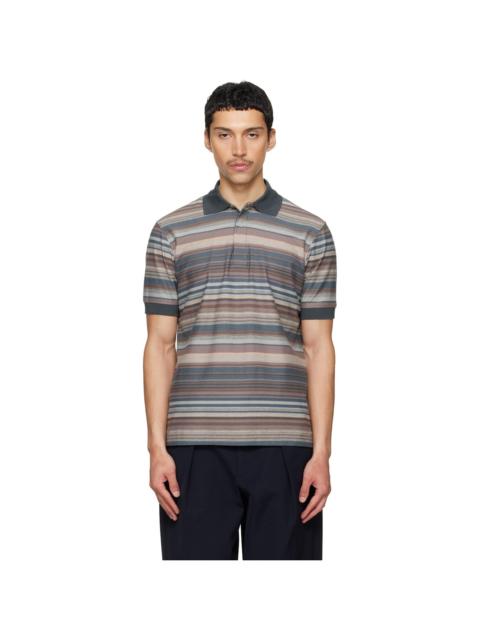 Paul Smith Taupe & Gray Textured Stripe Polo