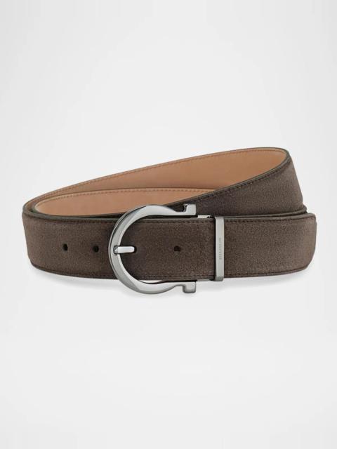 FERRAGAMO Men's Gancio-Buckle Reversible Leather Belt