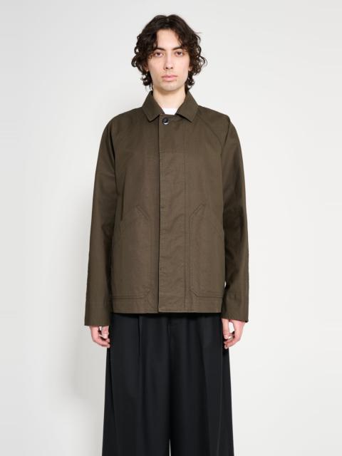 MARGARET HOWELL MHL RAGLAN JACKET COMPACT COTTON CANVAS UNIFORM GREEN