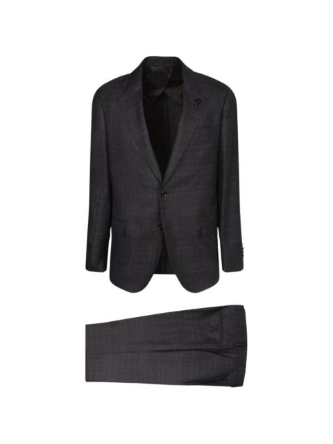 LARDINI check-pattern single-breasted suit