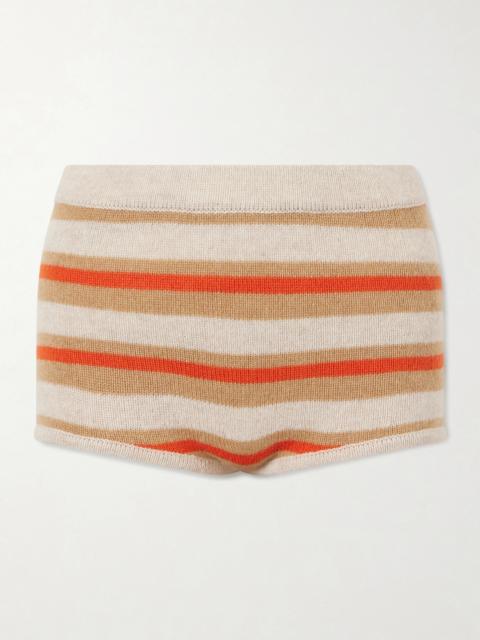 The Elder Statesman Hallie Striped Cashmere Shorts