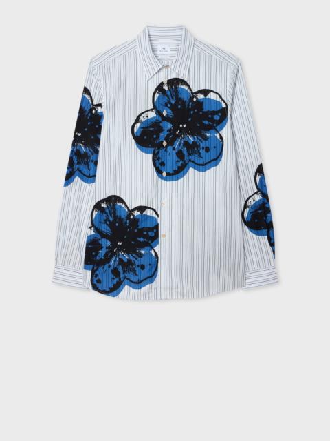 Paul Smith Blue Stripe 'Zine Floral' Print Shirt