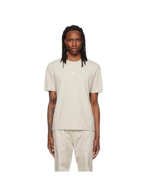 BOSS Beige Relaxed-Fit Layered Logo Print T-shirt