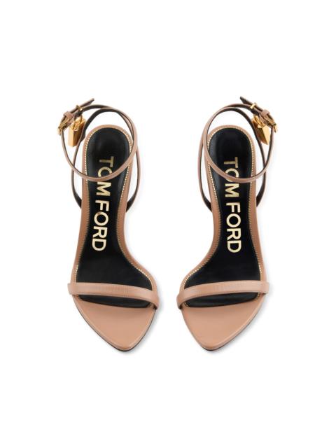 TOM FORD SHINY LEATHER PADLOCK POINTY NAKED SANDAL