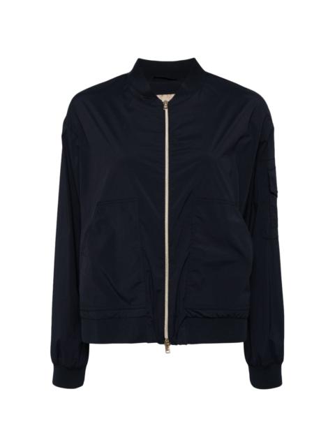 baseball-collar zip-up bomber jacket