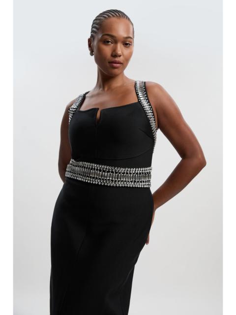 KAREN MILLEN Plus Size Bandage Figure Form Knit Embellished Maxi Dress