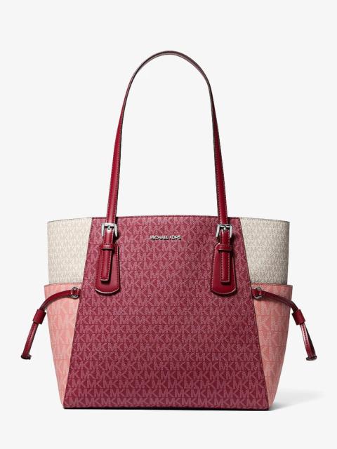 MICHAEL KORS Voyager Large Color-Block Signature Logo Tote Bag