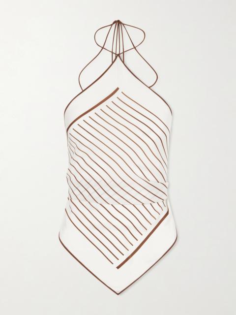 SIR. Marais Striped Silk Halterneck Top