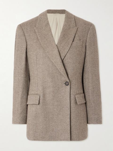 Brunello Cucinelli Herringbone Wool-blend Blazer