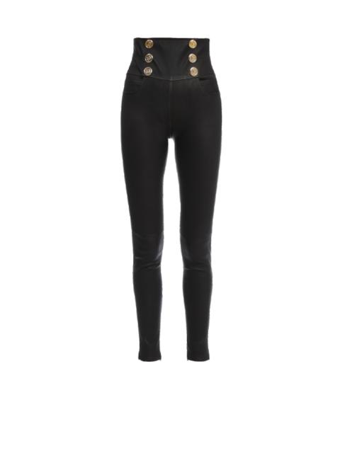 Balmain Skinny leather high-waisted pants