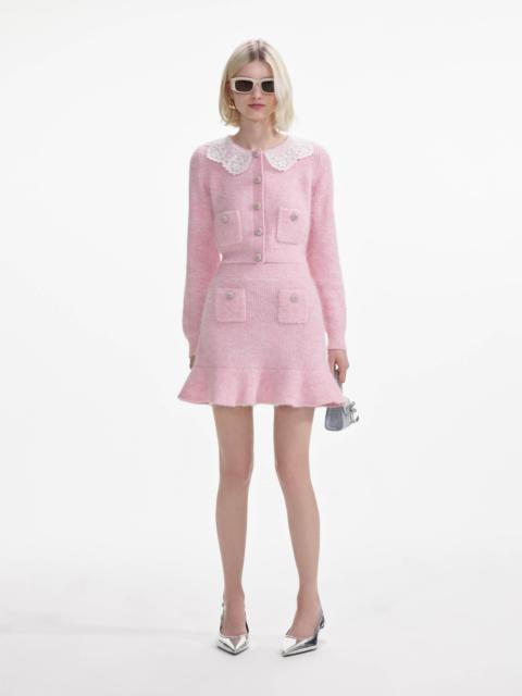 Pink Fluffy Rib Knit Mini Skirt