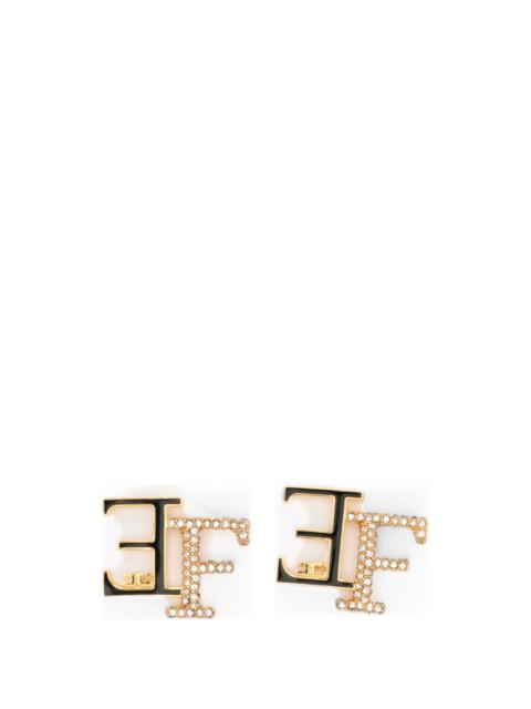 ELISABETTA FRANCHI Elisabetta Franchi Logo-plaque Crystal-embellished Earrings