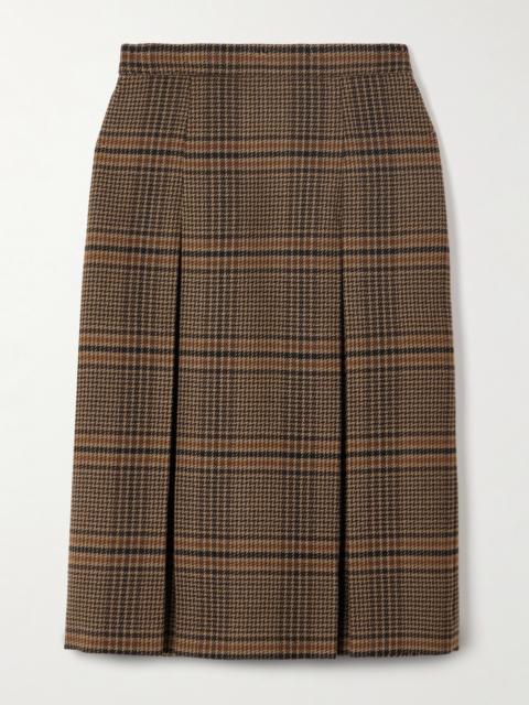 SAINT LAURENT Prince Of Wales Checked Wool Midi Skirt