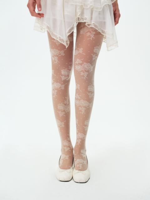 For Love & Lemons Floral Lace Dot Tights