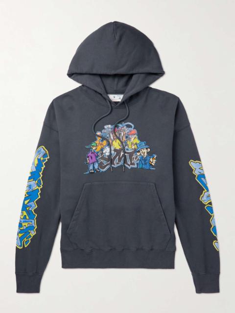 Embroidered Printed Cotton-Jersey Hoodie