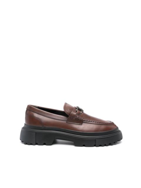 HOGAN H619 logo-plaque leather loafers