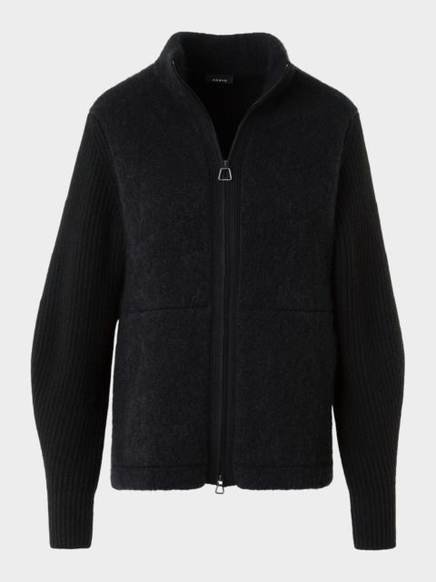 AKRIS Cashmere-Silk Boucle Zip Cardigan