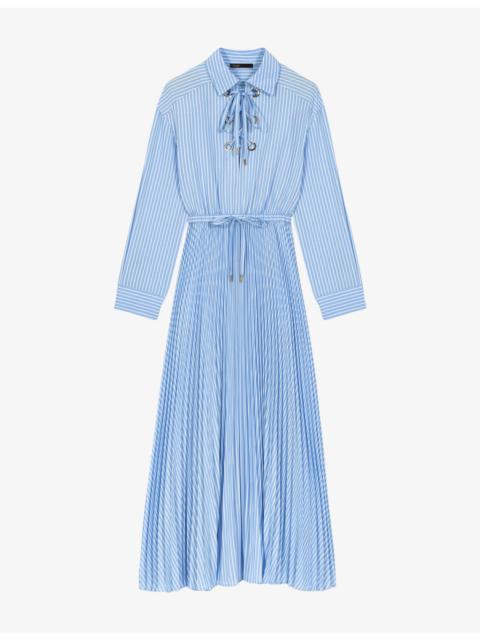 maje Eyelet Pleated Woven Maxi Dress