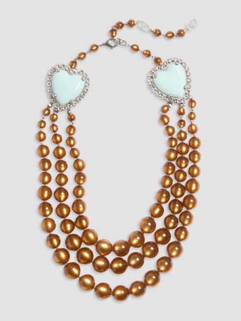 Valentino Women's Coeur Hyperbole Necklace in Metal, Resin and Crystals - Brown