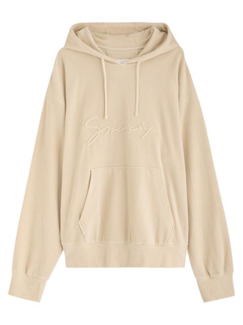 Givenchy Givenchy Logo Hooded Ribbed Velvet Sweatshirt