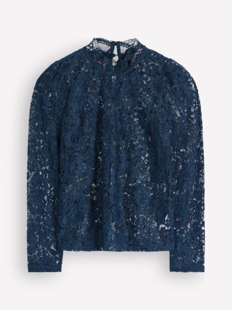 BODEN Lace Detail Top-Midnight Ocean