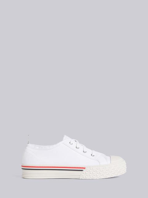 Thom Browne CANVAS TARTAN TREAD COLLEGIATE LOW TOP TRAINER