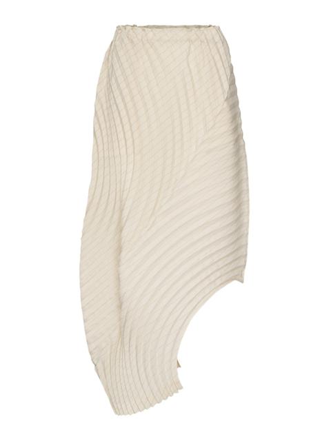 Curved Pleats Stripe Skirt