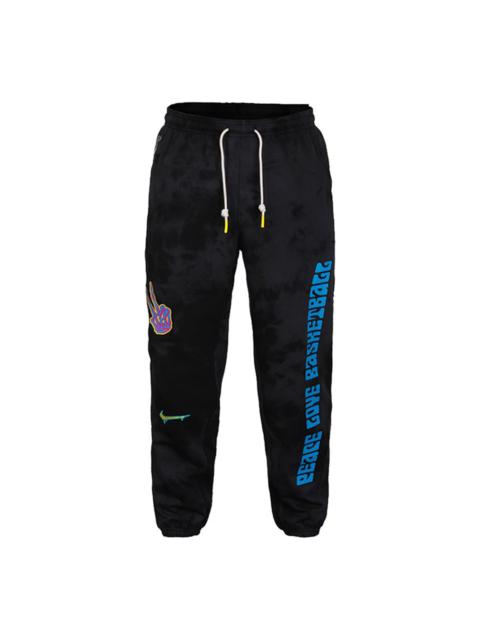 Nike Graffiti Embroidered Basketball Sports Fleece Lined Stay Warm Knit Long Pants Black CU3624-010