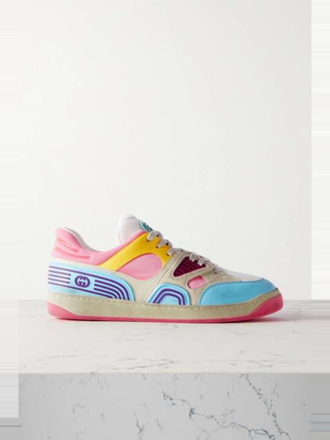 GUCCI Basket rubber-trimmed mesh and vegan leather sneakers
