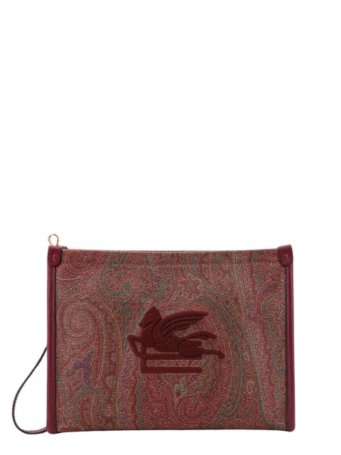 Coated canvas clutch with Paisley motif