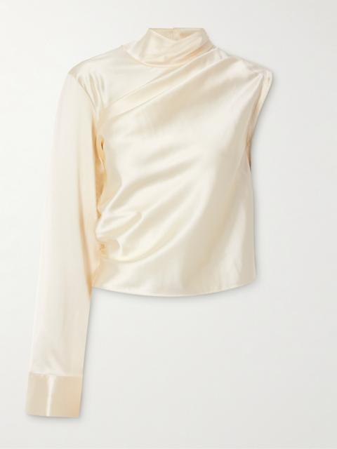 courrèges Asymmetric Satin Turtleneck Top