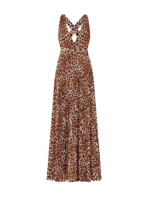 MILLY Women's Oria Leopard-Print Pleated Maxi Dress