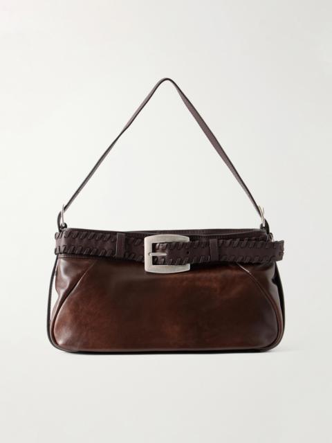 STAUD Brooklyn Belted Leather Shoulder Bag