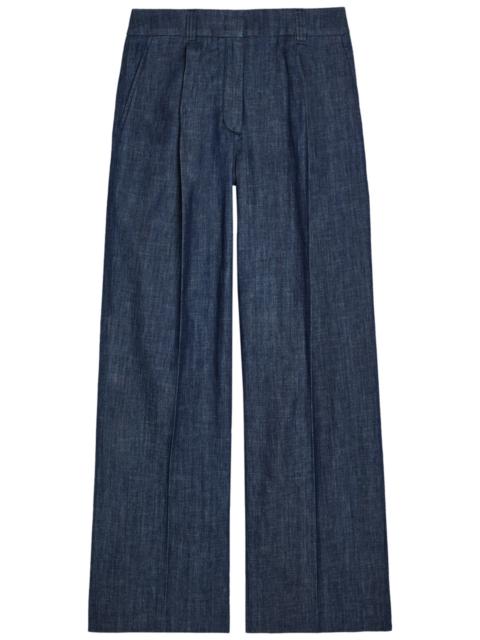 Another Tomorrow Another Tomorrow Wide-leg Chambray Trousers
