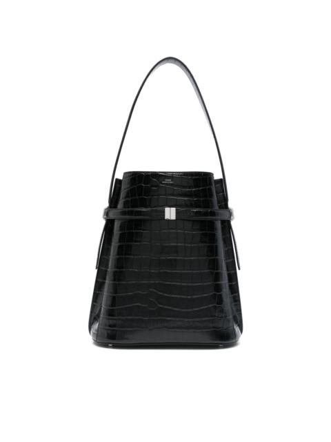 Totême croc-embossed belted bucket bag