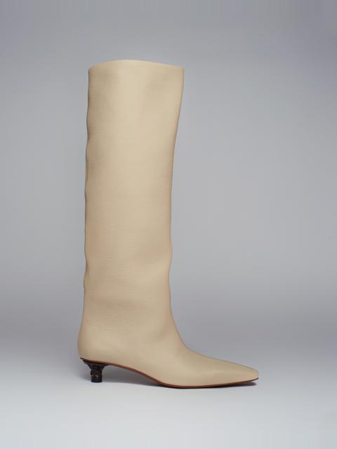 Nanushka PIPPA - Textured-leather knee boots - Creme