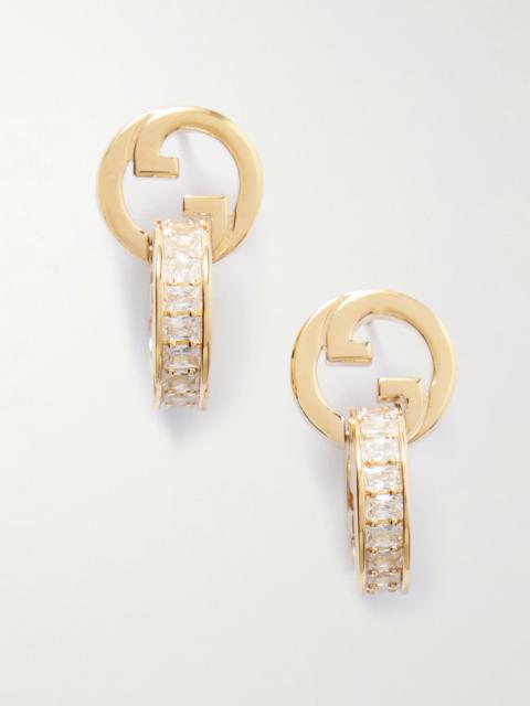 GUCCI Blondie gold-tone crystal hoop earrings Gold
