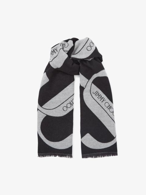 JIMMY CHOO Jordyn
Black Wool and Silk Scarf with Oversized JC Monogram